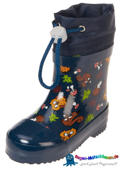 Baby und Kinder Gummistiefel Halbschaft "Waldtiere" gefüttert in Marine