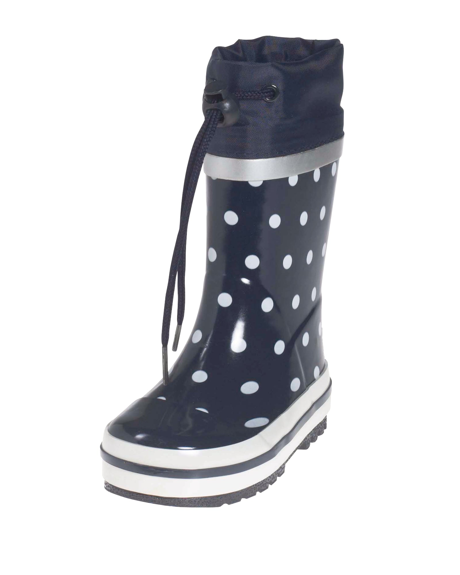 Kindergummistiefel Punkte Marine/Weiß | Playshoes