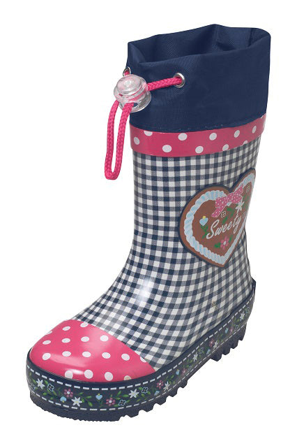 Kinder Gummistiefel "Landhaus" in Dunkelblau/Pink