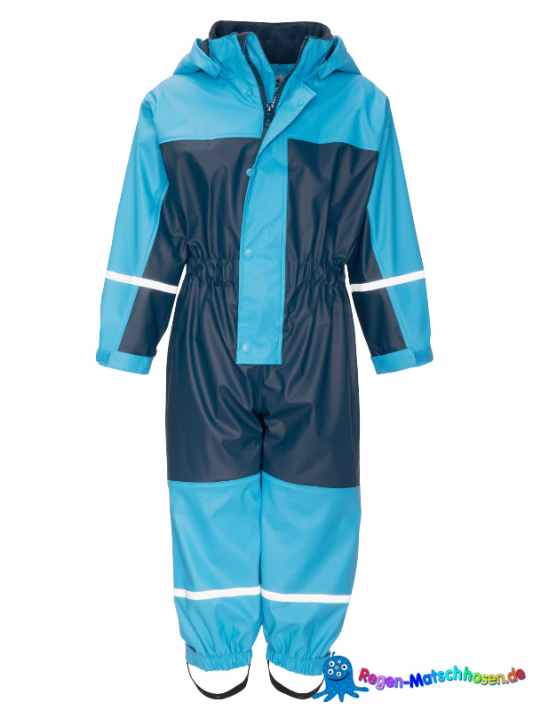 Playshoes Overall- Matschanzug, warm mit Fleece gefüttert - Dunkelblau/Hellblau