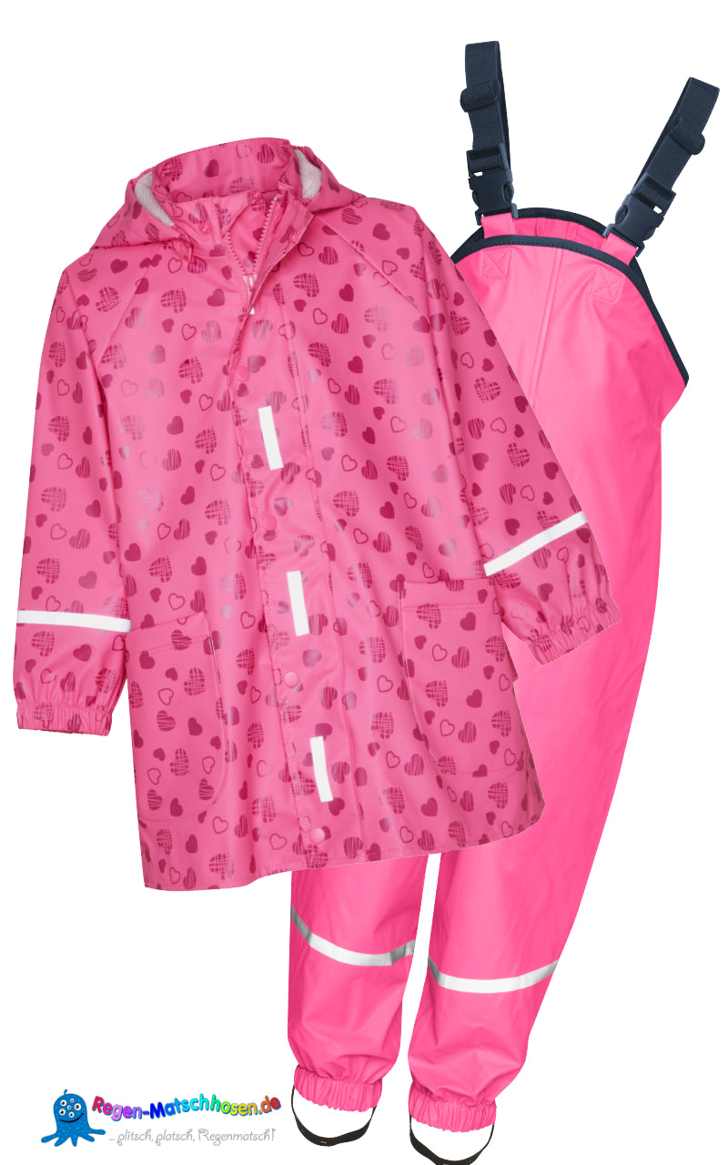 Playshoes Mädchen Regenanzug im Design "Herzchen"