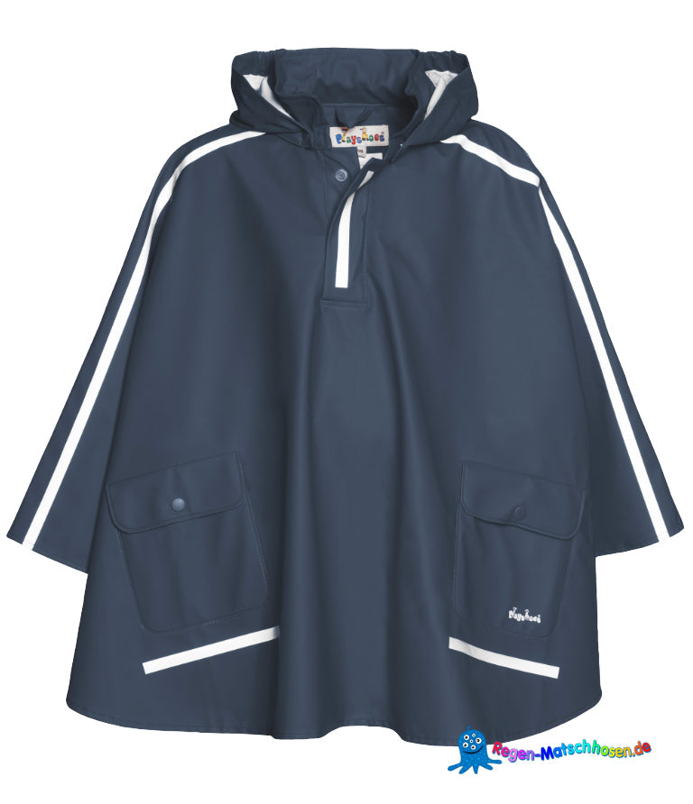 Kinder Regen-Poncho Cape langer Rücken in Marine