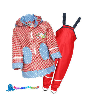 Playshoes Kinder Regenanzug im Landhausstil "Sweety" in Rot/Blau