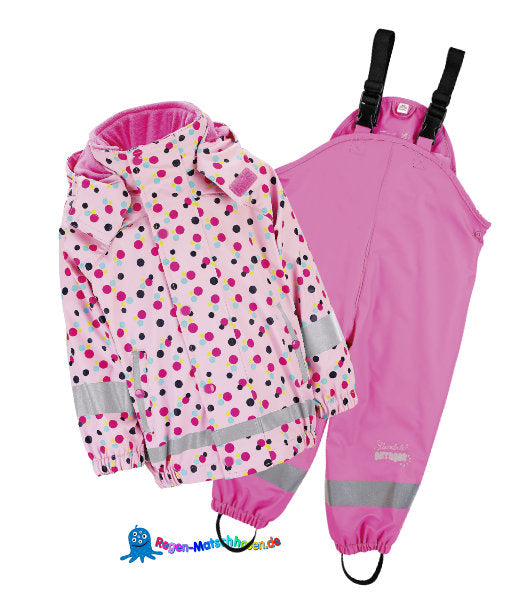Sterntaler Baby und Kinder Regenanzug mit 3 in 1 Multifunktionsjacke, warm mit separater Fleecejacke gefüttert -bunte Punkte