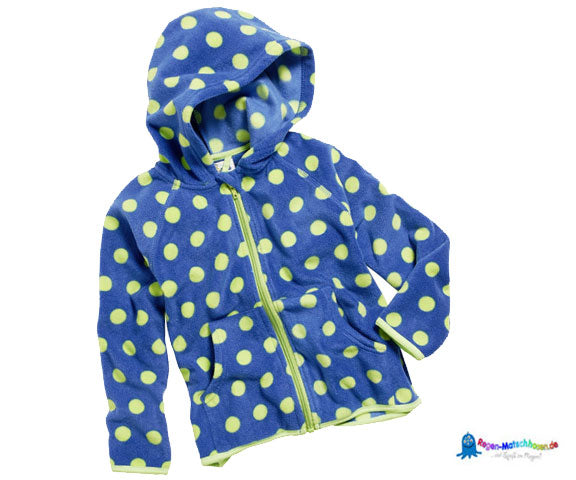 Fleecejacke Kinder in blau/hellgrün gepunktet von Playshoes