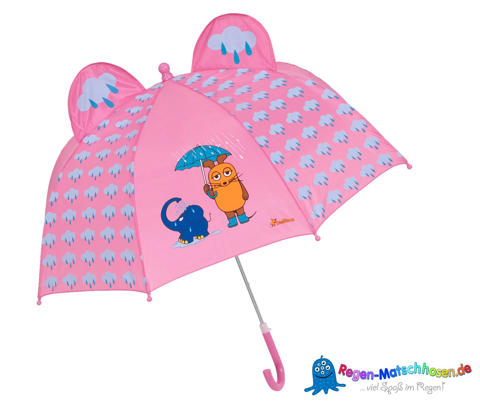 Kinder Regenschirm Maus & Elefant - rosa