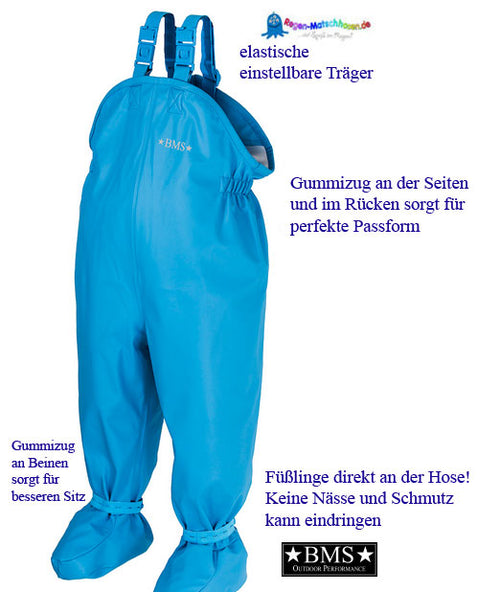 Baby Buddy Matschhose Buddelhose mit Füssen in Türkis von BMS