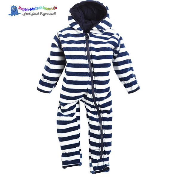 Fleece Overall Baby in Blocksteifen von BMS in marine/weiss