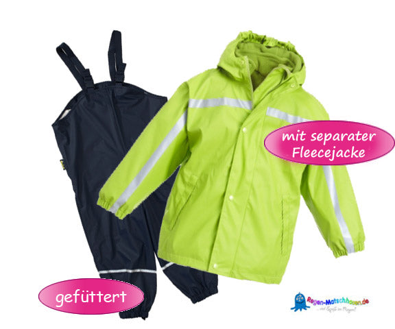 Räuberwald BMS 4-Jahreszeiten Matschanzug - mit separater Fleecejacke, warm gefüttert - Grün/Dunkelblau