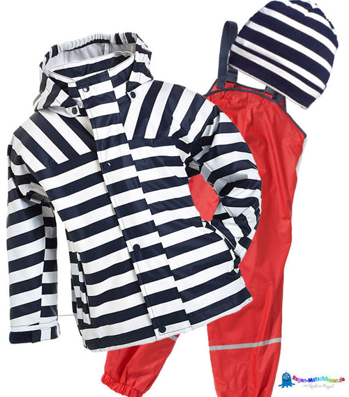 Baby und Kinder Buddelanzug  BMS Softskin marine/weiß im Blockstreifen Set