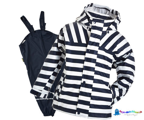 Baby und Kinder Buddelanzug  BMS Softskin marine/weiß im Blockstreifen Design