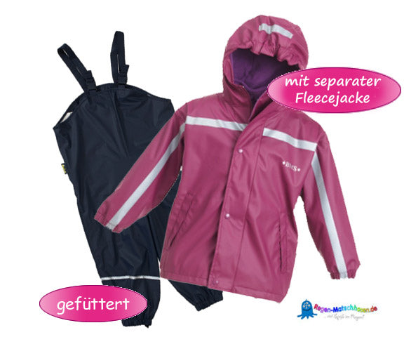 Räuberwald BMS 4-Jahreszeiten Matschanzug - mit separater Fleecejacke, warm gefüttert  Beere/Marine