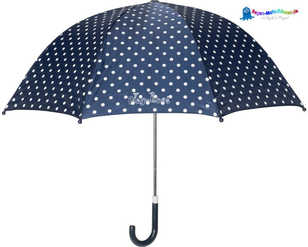 Kinder Regenschirm mit Punkten in Dunkelblau/Weiss