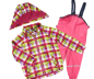 Preview: Playshoes Matschanzug mit Softshelljacke, und warm mit Fleece gefüttert Matschhose -pink/kariert