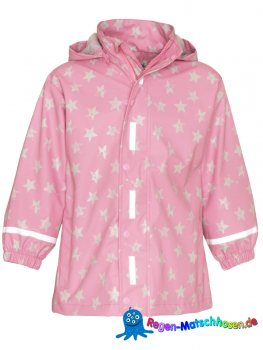 Kinder Regen Mantel Playshoes in rosa mit coolen Sternen im Stone Brushed Look