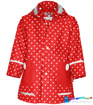 Mädchen Regenjacke Regenmantel "Punkte klein" in Rot/Weiss