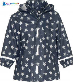 Kinder Regen Mantel Playshoes marine mit coolen Sternen im Stone Brushed Look