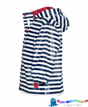 Baby und Kinder Regenanzug  Playshoes  marine/weiß/rot mit lustigen Streifen