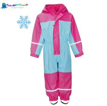 Regenoutfit "Overall Fleecefutter" Playshoes pink-türkis