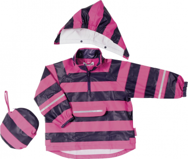 SALE: Kinder Regenjacke /Poncho mit Streifen in Pink/Lila