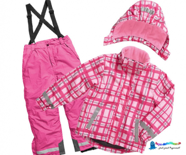 Playshoes Schneeanzug 2-teilig, "Pink-Kariert warm mit Fleece gefüttert - Rosa/Pink