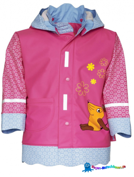 Süße Playshoes Kinder Regenjacke "Maus" Pink