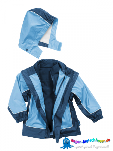 Playshoes Kinder Regenjacke 3 in 1 -Marine/Hellblau